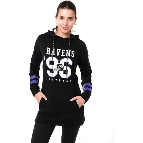Ultra Game NFL Womens Baltimore Ravens Tunic Hoodie Pullover Sweatshirt Size M - Picture 1 of 10